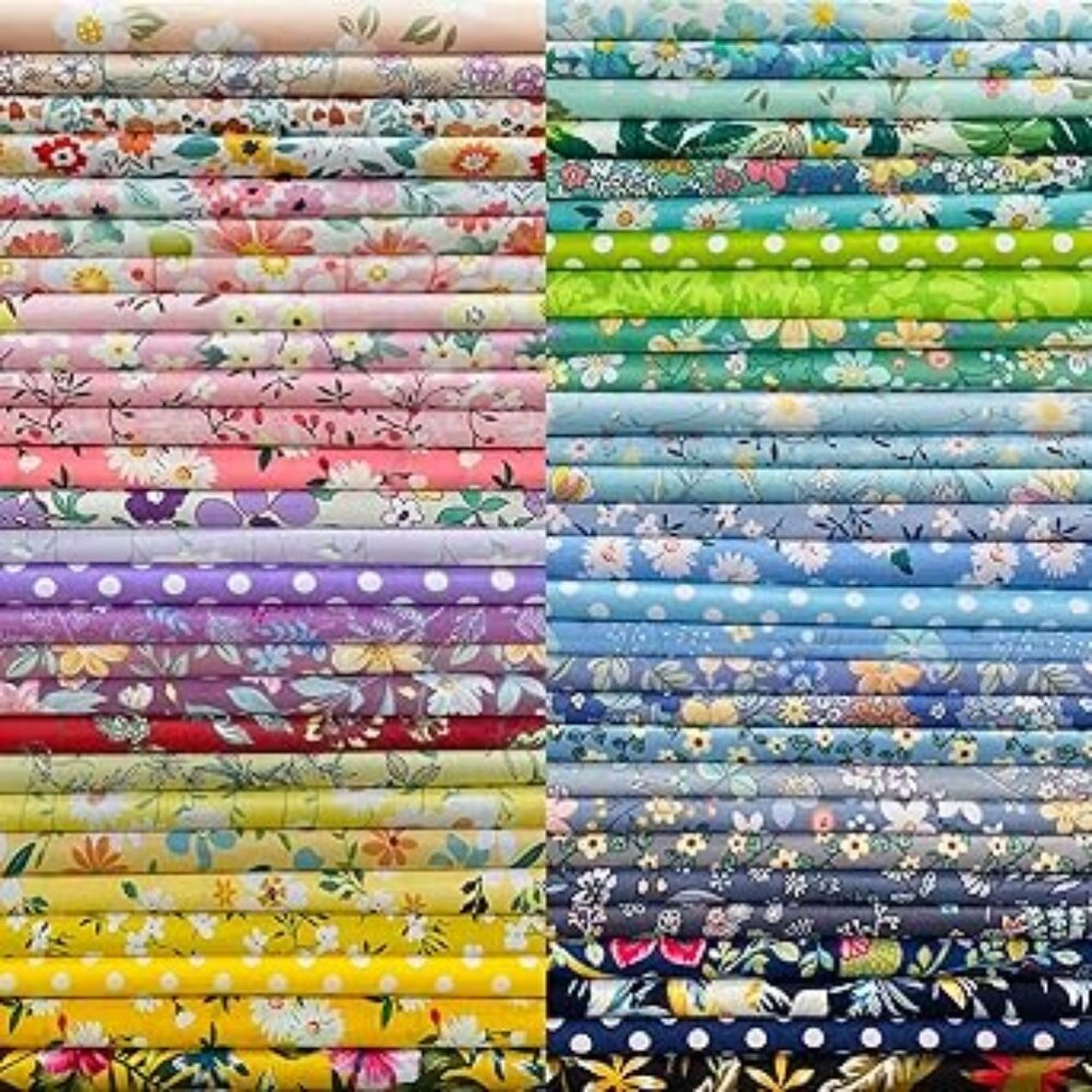50 Quilt Squares 100% Cotton Mixed Colors as Shown‎ 5" x 5"